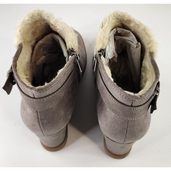 Unisa Boots Womens Size 8.5M Mobii Gray Faux Suede Buckle Momcore Wedge Bootie - Picture 6 of 13